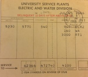 Our bill in 1966, for rent, water and electricity, totaled $41. Adjusted for inflation, that's $315.82 in 2017 dollars.