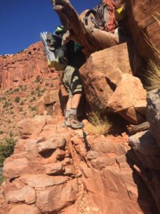 This is the cliff where Jim fell and that's Jim, climbing out the way out of the canyon.