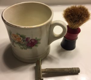 The shaving cup, brush and razor I used when I was a young man.